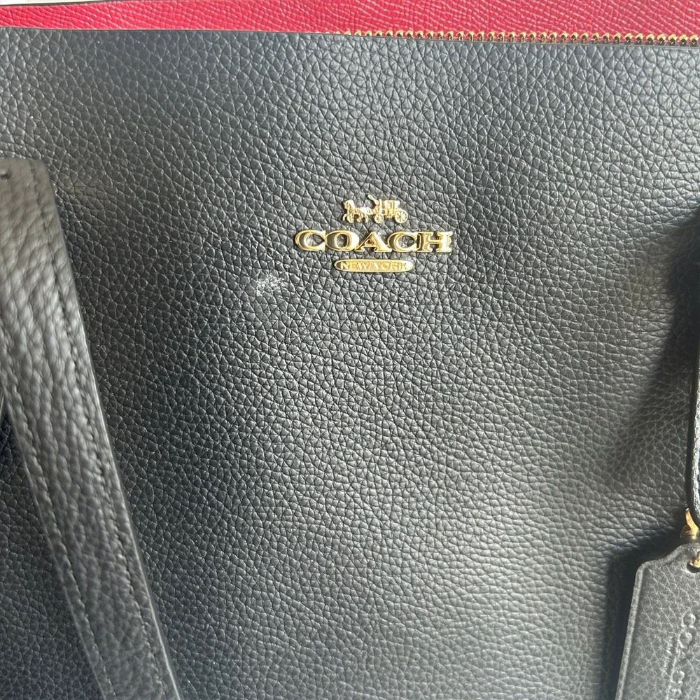 Coach Mollie Tote Black Pebbled Leather Shoulder Bag 1671